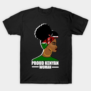 Proud Kenyan Woman, Kenya Flag, Afro African T-Shirt